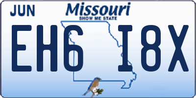 MO license plate EH6I8X