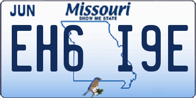MO license plate EH6I9E