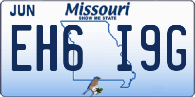 MO license plate EH6I9G