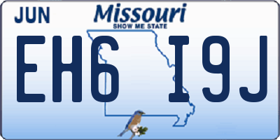 MO license plate EH6I9J