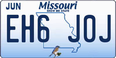 MO license plate EH6J0J