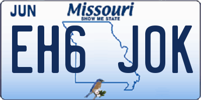 MO license plate EH6J0K