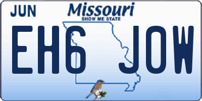MO license plate EH6J0W