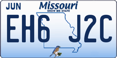 MO license plate EH6J2C