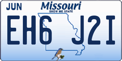 MO license plate EH6J2I