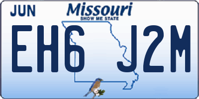 MO license plate EH6J2M