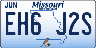 MO license plate EH6J2S