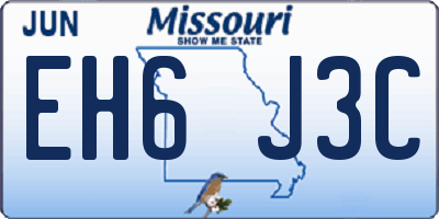 MO license plate EH6J3C