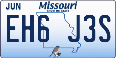 MO license plate EH6J3S