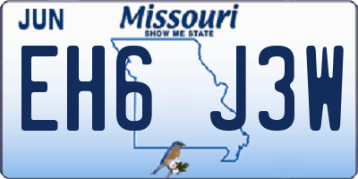 MO license plate EH6J3W