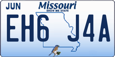 MO license plate EH6J4A
