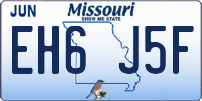 MO license plate EH6J5F