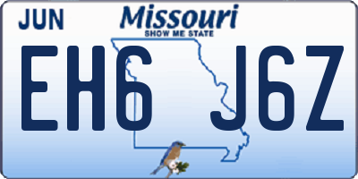 MO license plate EH6J6Z