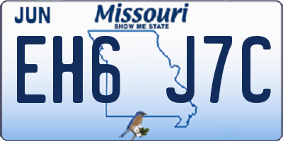 MO license plate EH6J7C