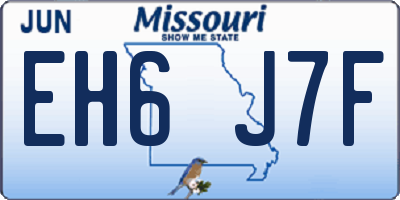 MO license plate EH6J7F