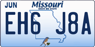 MO license plate EH6J8A
