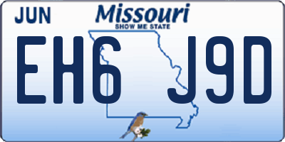 MO license plate EH6J9D