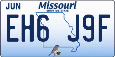 MO license plate EH6J9F
