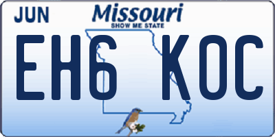 MO license plate EH6K0C