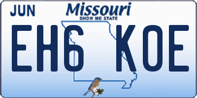 MO license plate EH6K0E