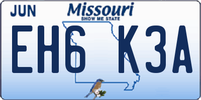MO license plate EH6K3A
