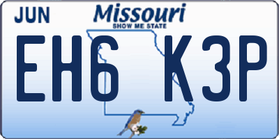 MO license plate EH6K3P