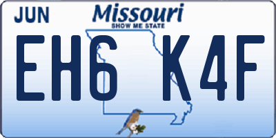 MO license plate EH6K4F