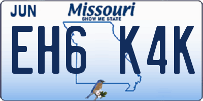 MO license plate EH6K4K