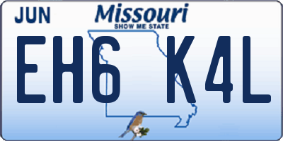 MO license plate EH6K4L