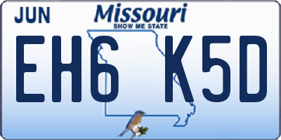 MO license plate EH6K5D