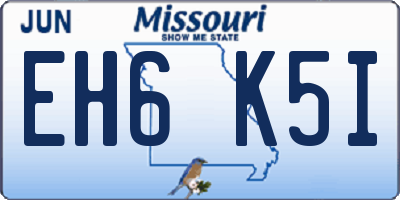 MO license plate EH6K5I