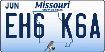 MO license plate EH6K6A