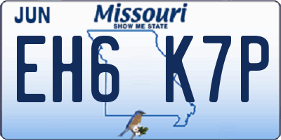 MO license plate EH6K7P