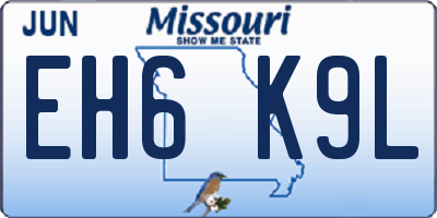 MO license plate EH6K9L