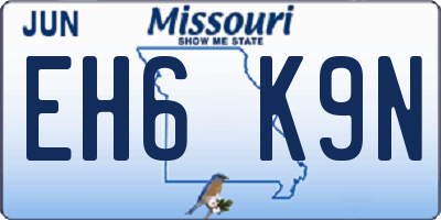 MO license plate EH6K9N