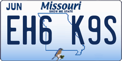 MO license plate EH6K9S