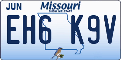 MO license plate EH6K9V