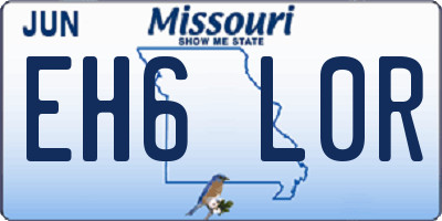 MO license plate EH6L0R