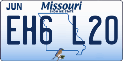 MO license plate EH6L2O
