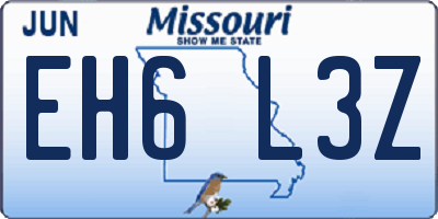 MO license plate EH6L3Z