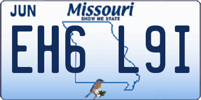 MO license plate EH6L9I