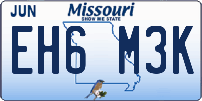 MO license plate EH6M3K