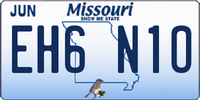 MO license plate EH6N1O