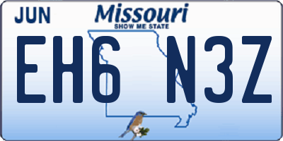 MO license plate EH6N3Z