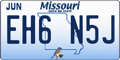 MO license plate EH6N5J