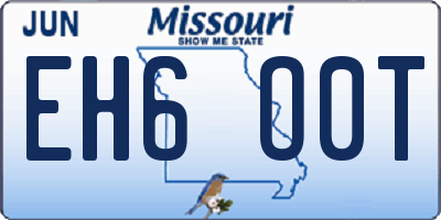 MO license plate EH6O0T