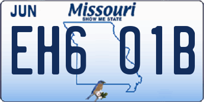 MO license plate EH6O1B