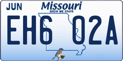 MO license plate EH6O2A