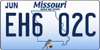 MO license plate EH6O2C