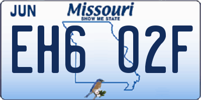 MO license plate EH6O2F